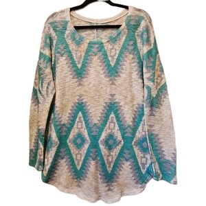 Southwestern Aztec Diamond Pattern Knit Sweater‎ Estimated Size L/XL No Tag